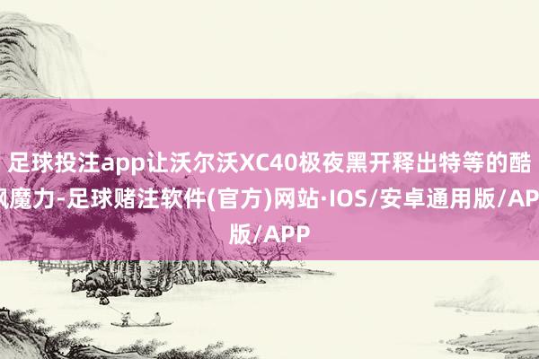 足球投注app让沃尔沃XC40极夜黑开释出特等的酷飒魔力-足球赌注软件(官方)网站·IOS/安卓通用版/APP