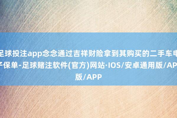 足球投注app念念通过吉祥财险拿到其购买的二手车电子保单-足球赌注软件(官方)网站·IOS/安卓通用版/APP