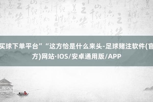 买球下单平台”“这方恰是什么来头-足球赌注软件(官方)网站·IOS/安卓通用版/APP