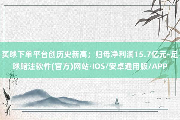 买球下单平台创历史新高；归母净利润15.7亿元-足球赌注软件(官方)网站·IOS/安卓通用版/APP