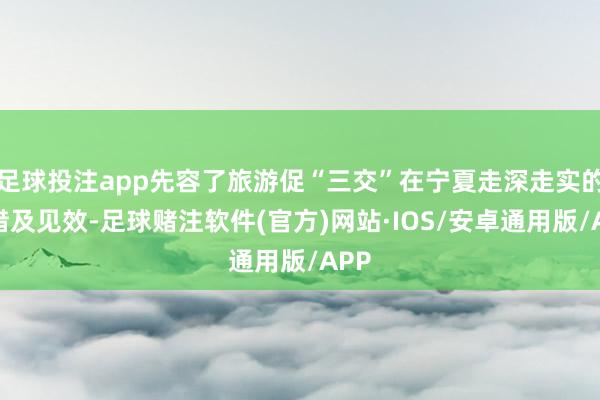 足球投注app先容了旅游促“三交”在宁夏走深走实的举措及见效-足球赌注软件(官方)网站·IOS/安卓通用版/APP