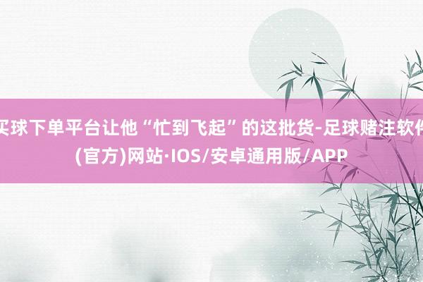 买球下单平台让他“忙到飞起”的这批货-足球赌注软件(官方)网站·IOS/安卓通用版/APP