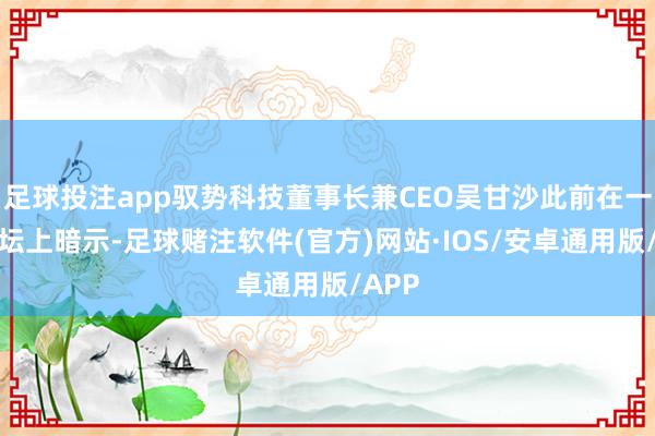 足球投注app驭势科技董事长兼CEO吴甘沙此前在一个论坛上暗示-足球赌注软件(官方)网站·IOS/安卓通用版/APP