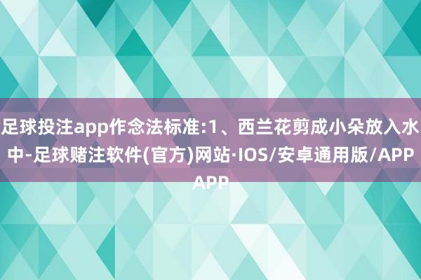 足球投注app作念法标准:1、西兰花剪成小朵放入水中-足球赌注软件(官方)网站·IOS/安卓通用版/APP