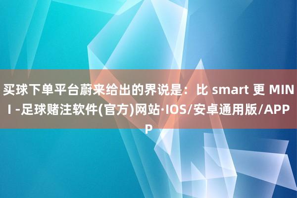 买球下单平台蔚来给出的界说是：比 smart 更 MINI -足球赌注软件(官方)网站·IOS/安卓通用版/APP