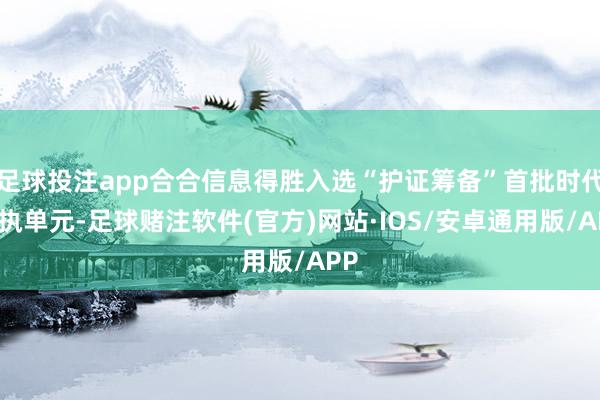 足球投注app合合信息得胜入选“护证筹备”首批时代撑执单元-足球赌注软件(官方)网站·IOS/安卓通用版/APP